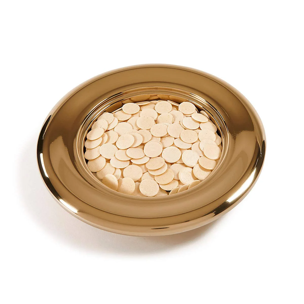 Broadman gluten-free wafers on a brass plate