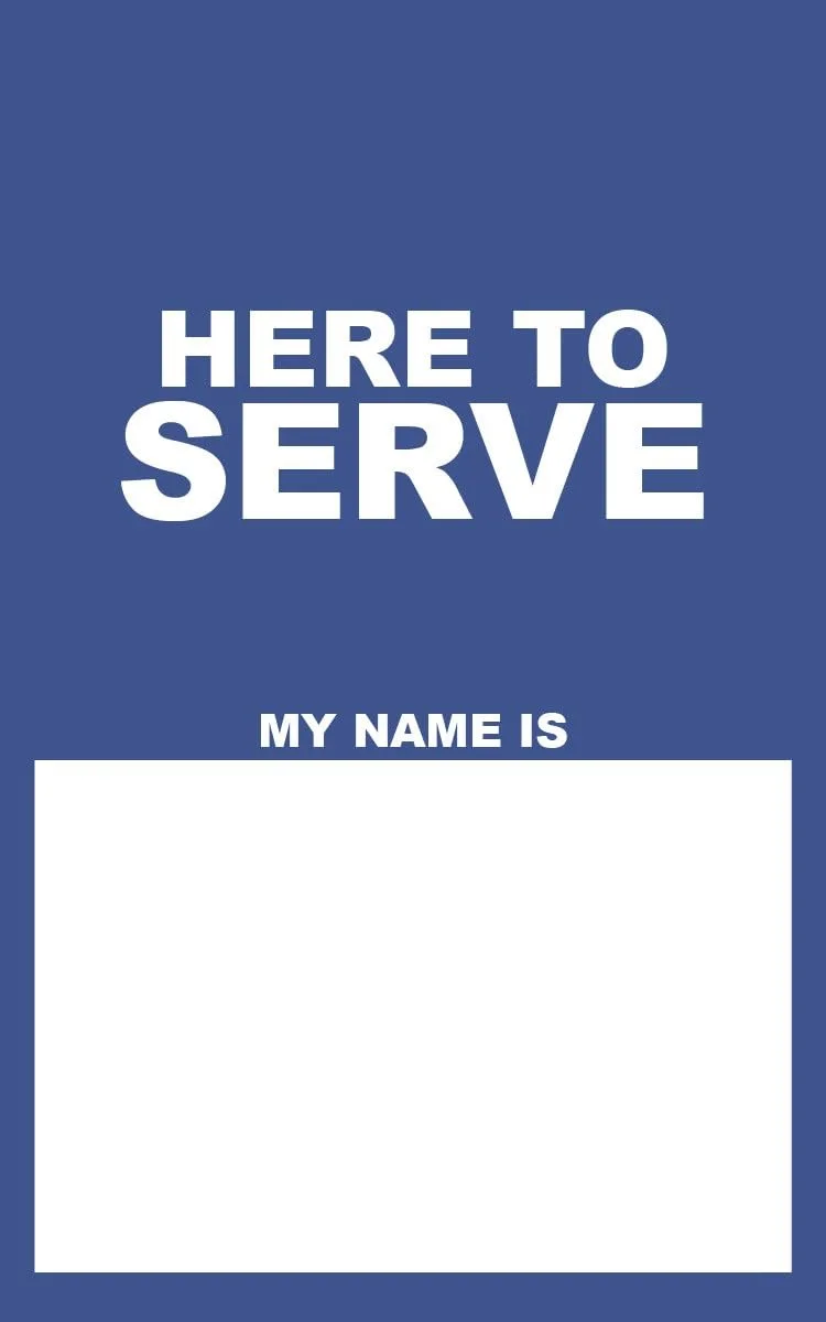 Broadman Here to Serve Name Tags, Blue, 50 Pack